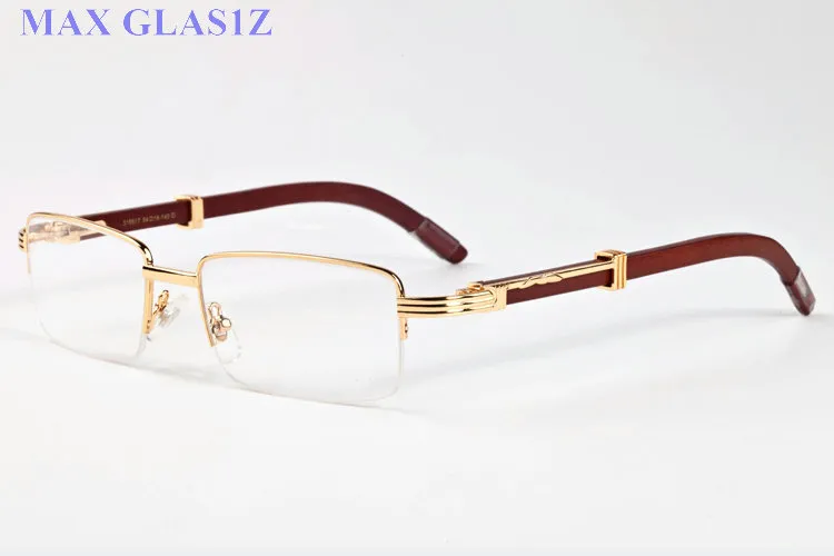 2017 marque designer rectangle lunettes de soleil lunettes en bois pour hommes femmes mode lunettes de soleil de buffle clair violet lentille demi-monture avec boîte