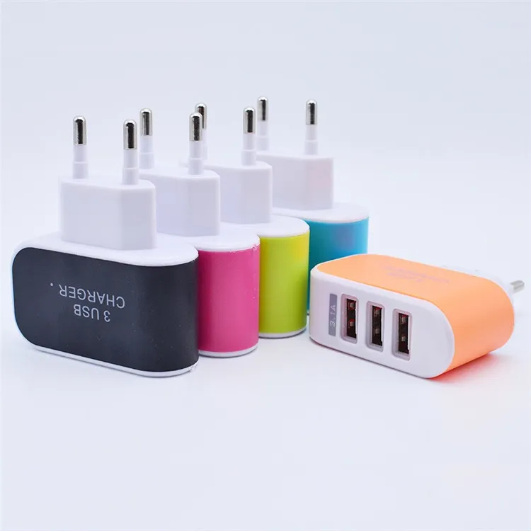 UE EUA Plug 3 Portas Adaptador de Carregador de Parede USB Móvel Dispositivo de Telefone Inteligente 5 V 3.1A adaptador de energia de Carregamento Rápido para o iPhone iPad Xiaomi