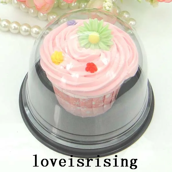 50 sztuk = 25sets Wyczyść Plastikowy Cupcake Cake Dome Pudełka Pudełka Container Wedding Party Decor Pudełka Ciasto Pudełko Pudełko Pudełka Dostawy