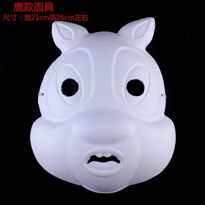Karaoke orso Full Face Blank Masquerade Mask Plain White Paper Pulp Adult Animal DIY Fine Art Painting Maschere feste 10 pz / lotto