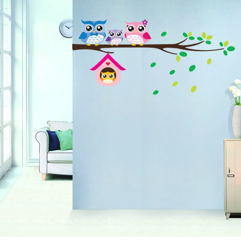 Autocollant Mural amovible en forme de branche d'arbre, étiquette en vinyle, décoration murale pour chambre d'enfant, Art4153337