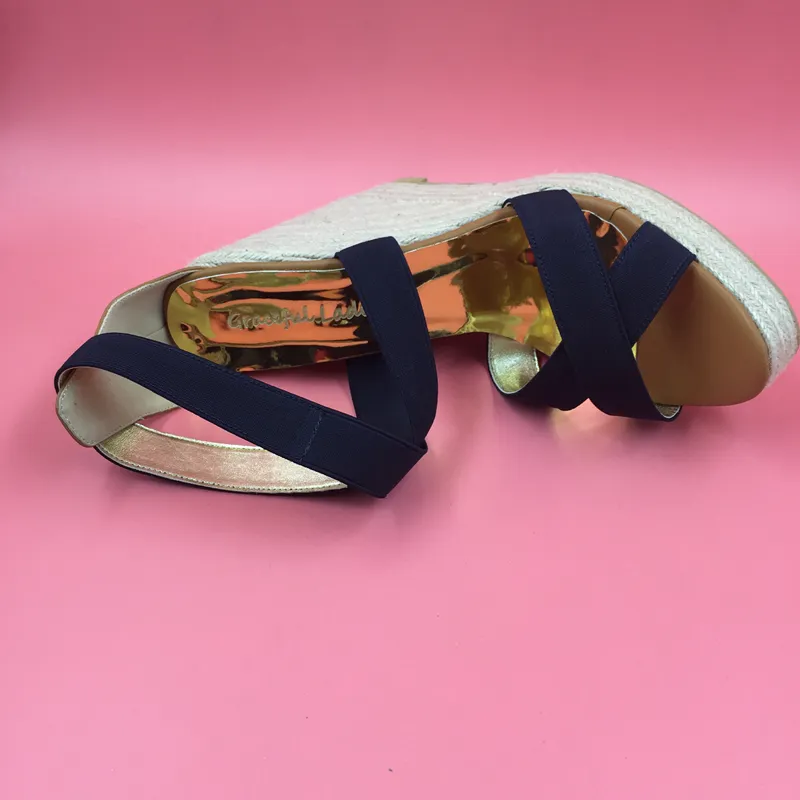 Bulk Navy Blue Elastic Band Womens Wedge Sandals Brown... At Only $72.37 |  DHgate.Com