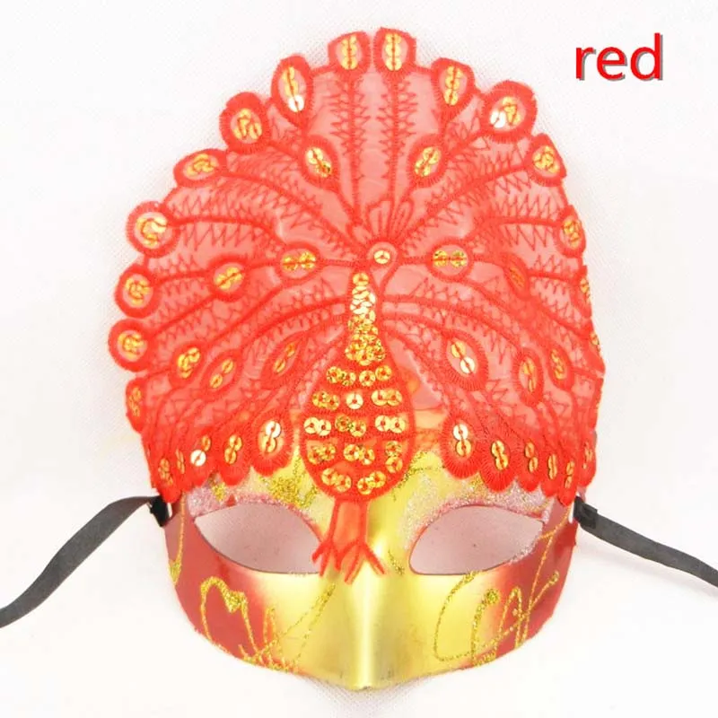 Satış Lüks tavus üzerinde yarım yüz Venedikli Masquerade Partisi Pullu Cadılar Bayramı Kostüm Karnavalı Dans Maske mix renk ücretsiz gönderim Maskesi