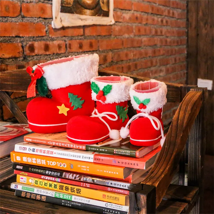 Árvore de Natal Saco de Decoração Botas de Natal Caixa Botas de Doces para Crianças Crianças Festa Sacos Meninos Meninas Santa Boot Sapatos B0602