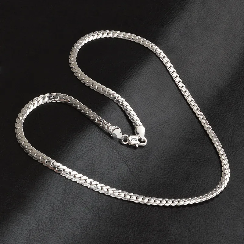 Mode 925 silverpläterad uttalande halsband män 5mm chunky halsband hänger män smycken garanterar långa färg halsband