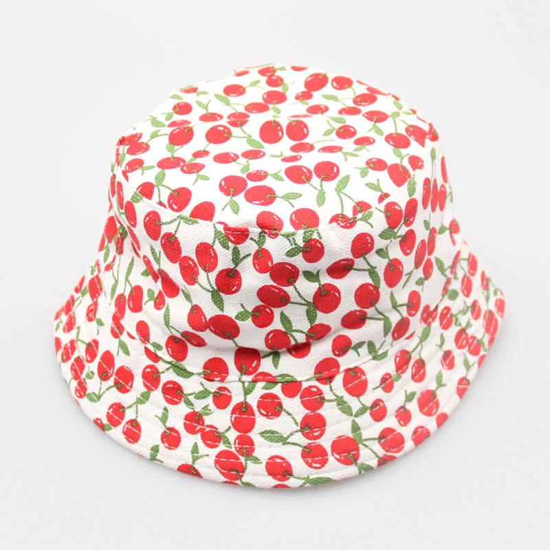 Fashion bucket hats for kids floral strawberry Cherry apple animal printed baby girls boys sunhats infant child toddler caps 30styles H-1