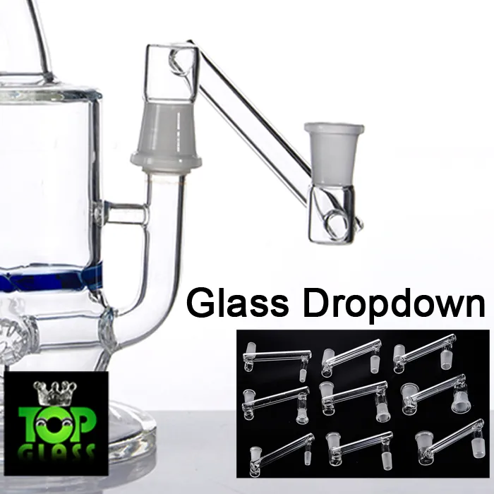 3.88 "Glasdroppe nedåtgående adapter 10mm 14mm 18mm Manlig Kvinna Joint Glass Oil Rigs Adaptrar Dropdown Ashcatcher