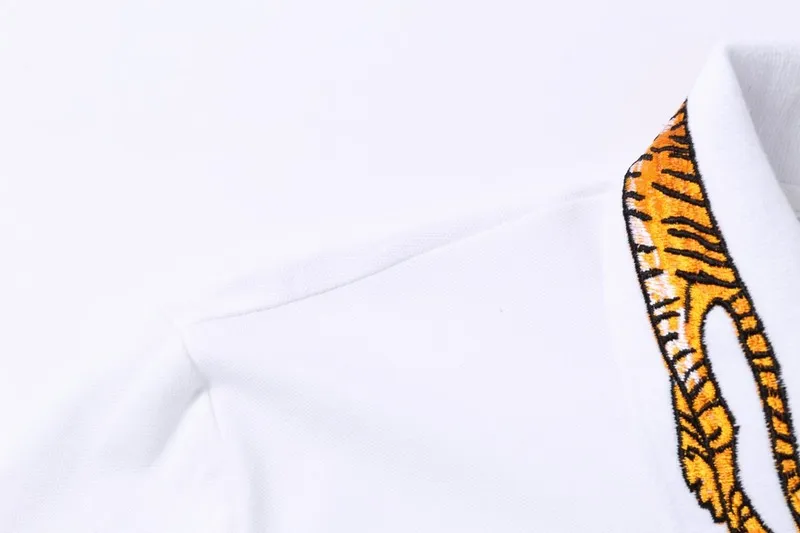 Moda Marka T-shirt Tasarımcı Bahar Yaz Renk Kollu Tatil Kısa Kollu Kaplan nakış Tees Casual Tops