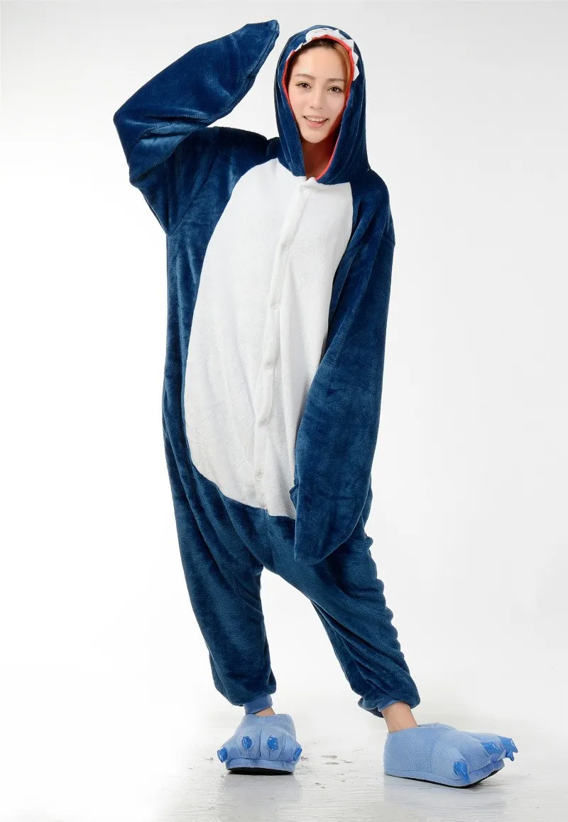 Tier Cosplay Kostüm Adult Pyjamas Seefisch Shark Onesies Cartoon Nachtwäsche Schlafanzug Shark Pyjamas Cartoon Tiere Big Blue Fish Overall