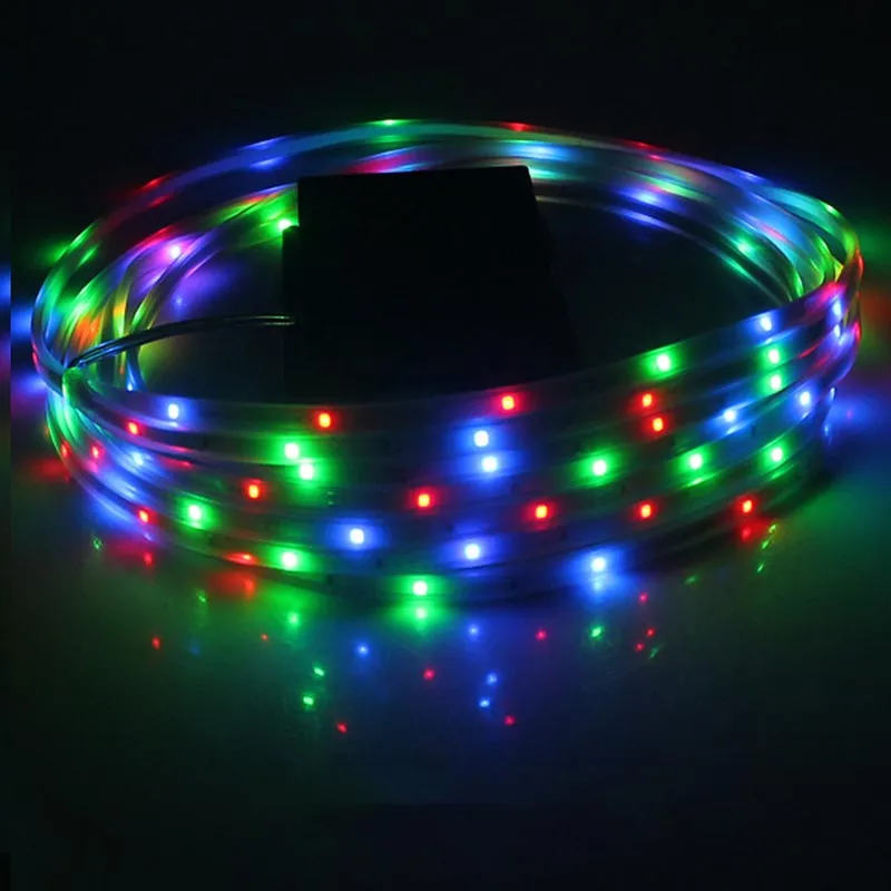 Luzes de corda solar IP67 16.4ft 100LED Strip Lâmpadas 2 modos Flash Steady White White / RGB para a árvore de Natal ao ar livre