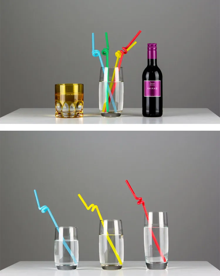 Disposable Straws Mixed Colours Flexible Plastic drinking straw Kids Birthday Wedding Decoration Event Supplies Store Wine juice Milk