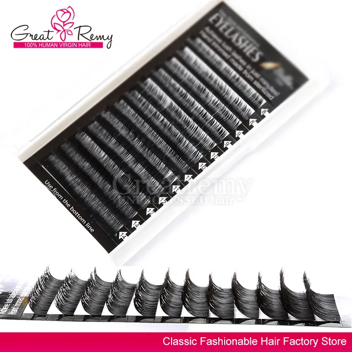 Greatremy Individual Eyelashes Extensions Natural Thick Soft Mink Fake Eyelashes Length 8mm 9mm 10mm 11mm 12mm 14mm 1 Tray