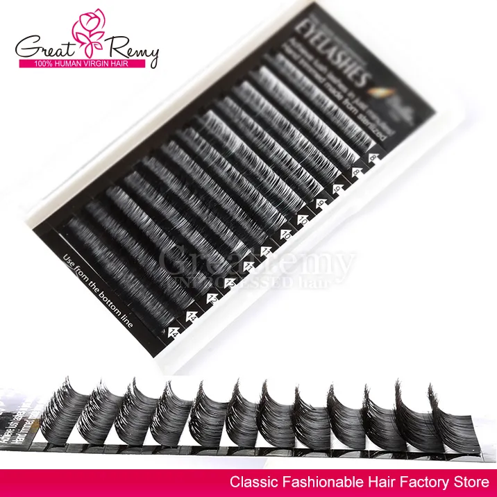 Greatremy Individual Eyelashes Extensions Naturlig tjock mjukt mink Fake Eyelashes Längd 8mm 9mm 10mm 11mm 12mm 14mm 1 bricka