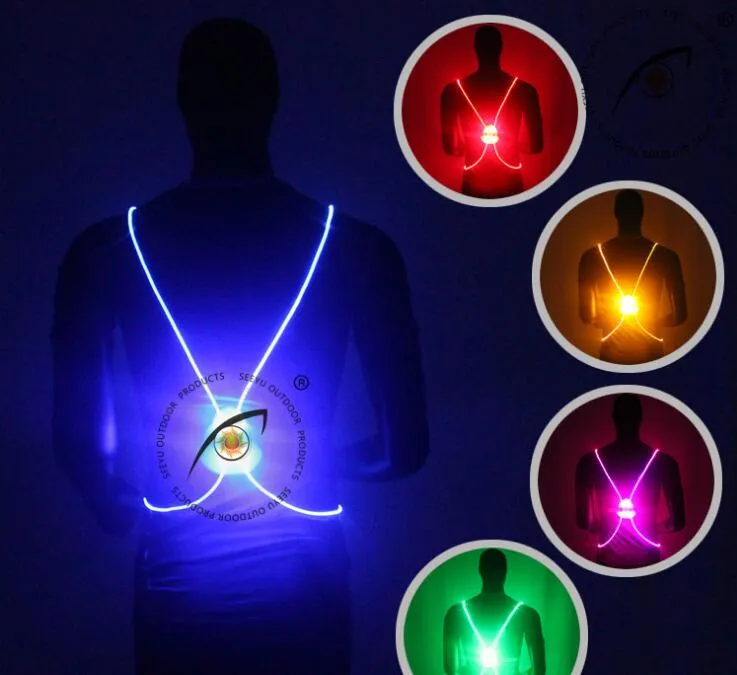 new LED fiber luminous night running and cycling outdoor clothing reflective safety vest sport vest