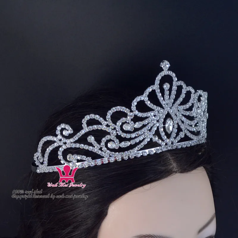 Braut Tiara Kristall Strass Kronen Hochzeit Haarschmuck Prinzessin Schönheitswettbewerb Königin Kreuz Krone für Show oder Party 02238M302d