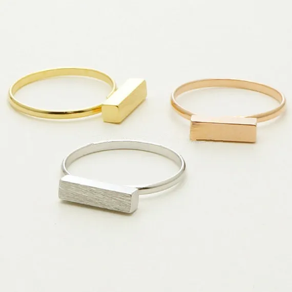 10 / PC The type of bar rings 18K Gold plated geometric cuboid ringsleisure jewelry rings wholesale