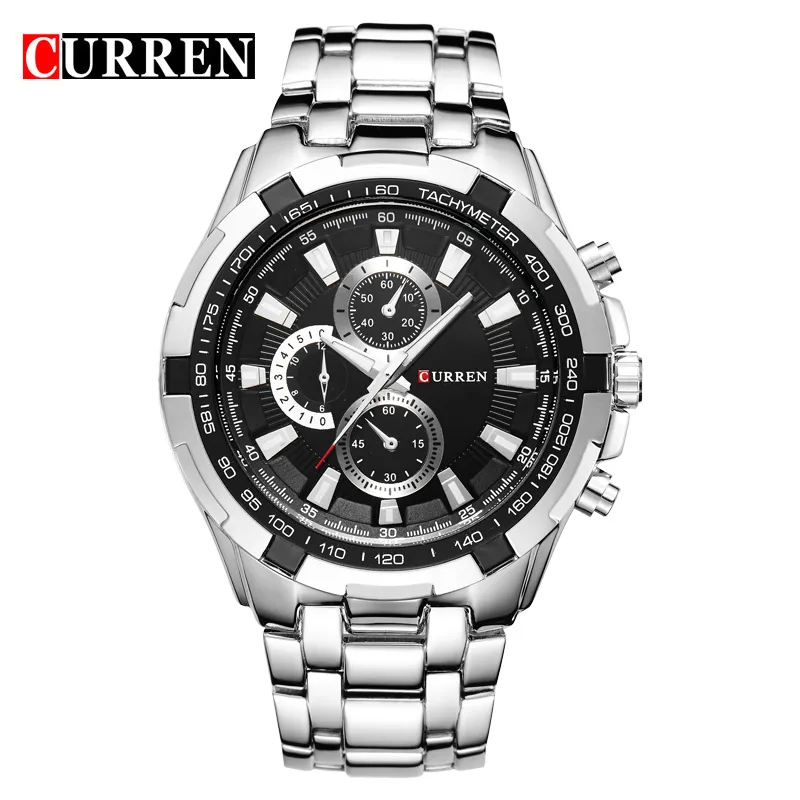 Curren 8023 relojes de cuarzo para hombre de negocios Vogue de precisión de acero de cuarzo con 3ATM impermeable Dropship relogio