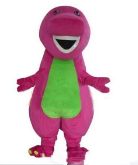 2017 Costumes de mascotte de dinosaure Barney de haute qualité Halloween Cartoon Taille adulte Fantaisie Dress278O