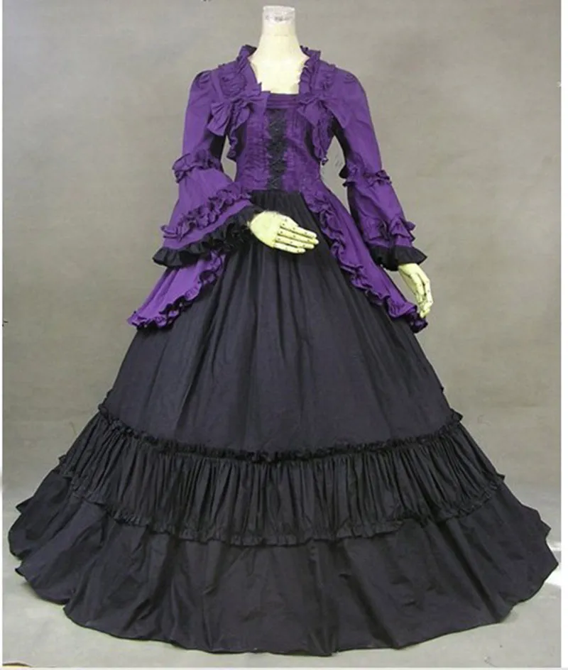 2023 Classic Purple and Black Gothic Victorian Party Stroj