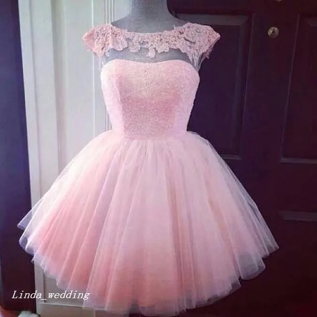 Короткие принцесса розовый Пром платья Красивые Тюль кружево женщин носить специальные платья случаю вечер партии платье