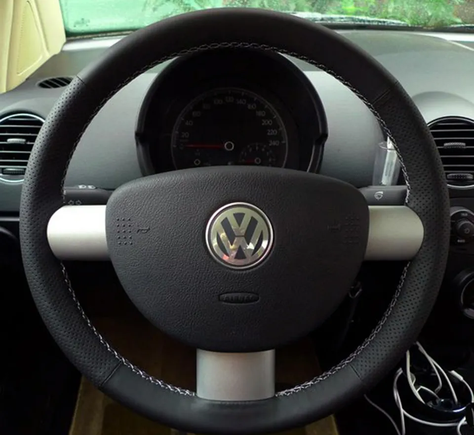 Steering wheel cover Case for Volkswagen VW Beetle Genuine leather DIY Car styling Wheel cover Hand sewing