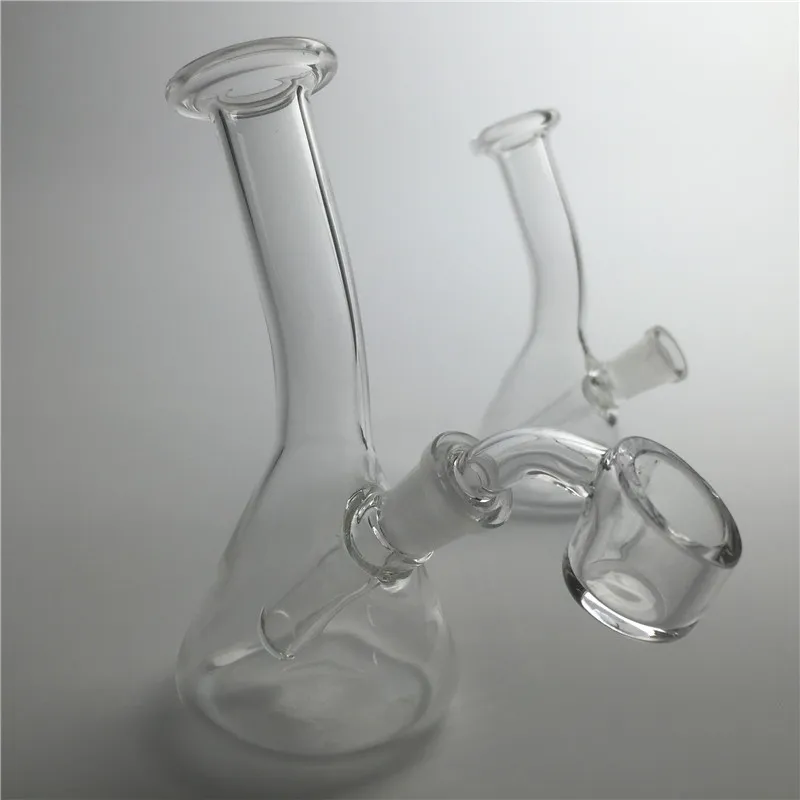 Mini glass oil rig water bong with banger quartz domeless nail 3mm thick short neck 4.3 inch small recycler bongs for smoking