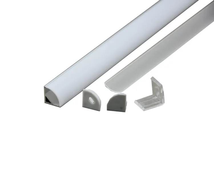 Paquete de 6 canales de aluminio en forma de V de 1 pie para tiras de luces  LED, canal LED de aluminio con difusor de ópalo, tapas finales y clips de