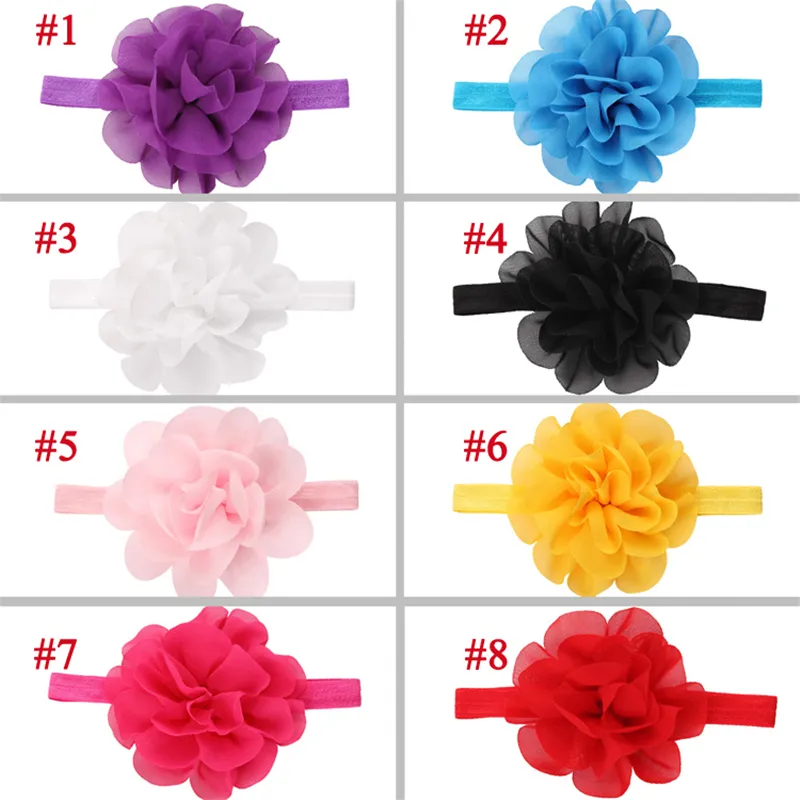 Neonati Bambini neonati Fasciature Flower Bands Kids Chiffon Fascia bambini Accessori capelli Bambini Elastici Hairbands Headwear Copricapo KHA13