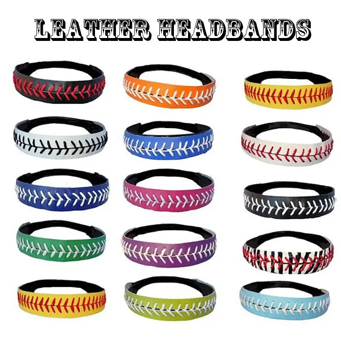 2016 gros nouveau design 26 couleurs SOFTBALL SEAMSTITCH HEADBAND Stretch Sports Softball CUIR Stretch Elastic Sport bandeau gratuit DHL