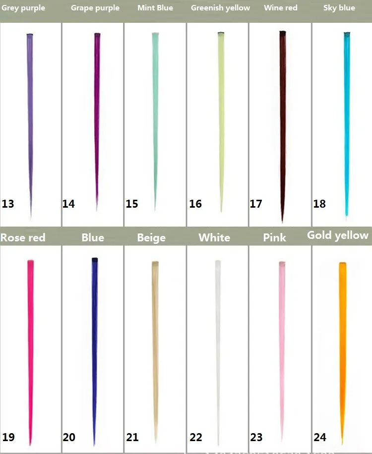 Barrettes färgglada populära färgade hårprodukter hårklipp mode populärt färgat syntetiskt klipp på i hårtillbehör 2704
