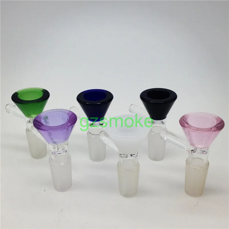 dicke 5-mm-Kopfschlitten für Bong, lila, grün, schwarz, weiß, 14-mm-Stecker mit Griff, Raucherzubehör, Glas-Wasserpfeifen-Bongs, 18-mm-Schalen