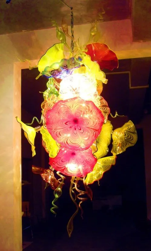 Пользовательские лампы мода красочные цветки люстры освещение со светодиодными лампочками Мурано стеклянная тарелка люстра большой висящий подвесной свет