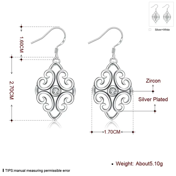 Best gift New arrival hollow fashion 925 earrings STPE006,Best gift full gemstone women's sterling silver Dangle Chandelier earrings