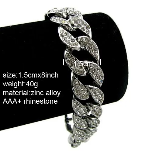 Men Luxury Simulated Diamond Bracelets Bangles High Quality Gold Plated Iced Out Miami Cuban Bracelet 6/7/8/9/10inches