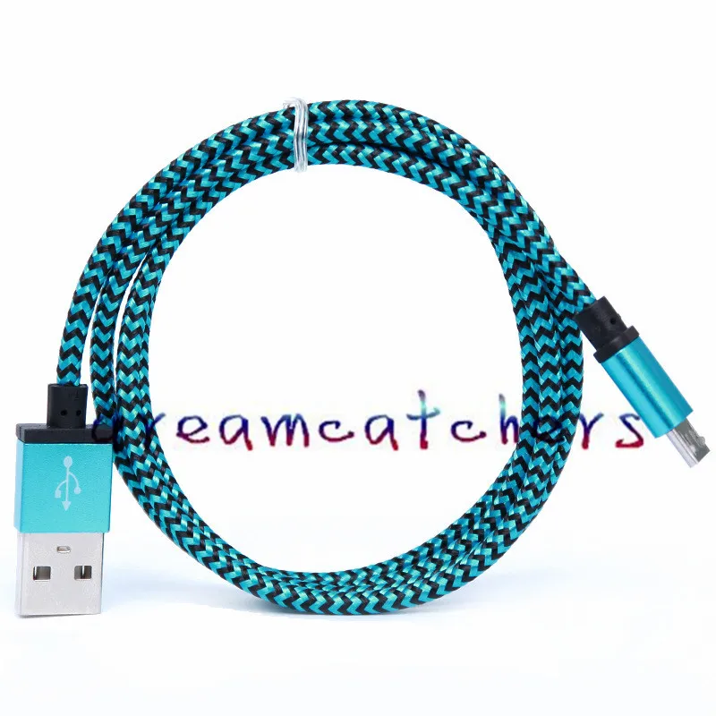 1M 2M 3M Wave Braided Aluminum Micro USB Charger Cable Nylon Data Sync Alloy Metal Steel Charger Adapter Wire for Samsung HTC Blackberry LG