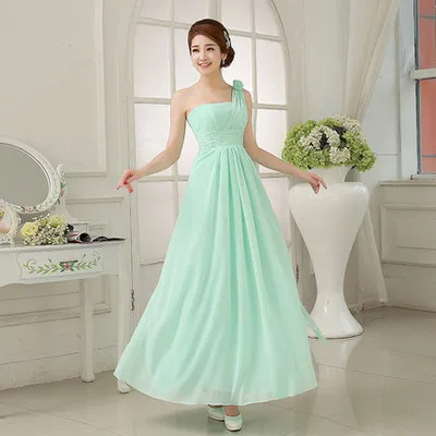 Pleated Long Chiffon Bridesmaid Dress Mint Green 2019 Floor Length Wedding Party Dress 5 Style 