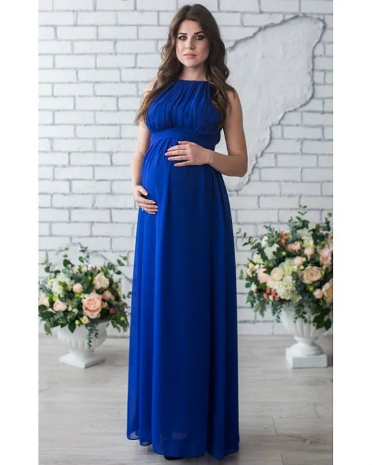 Maternity Photography Dress Sleeveless Chiffon Maxi Floor-Length Lace-Up  Back XL L XXL Pink White Blue from Dhgate Maternity Dresses - price 27.89