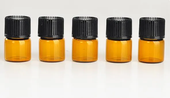 Perfumes Bottling 1ML Perfume Amber Mini Glass Bottles, 1CC Ambers Sample Vial,Small Essential Oil Bottle Factory price N708