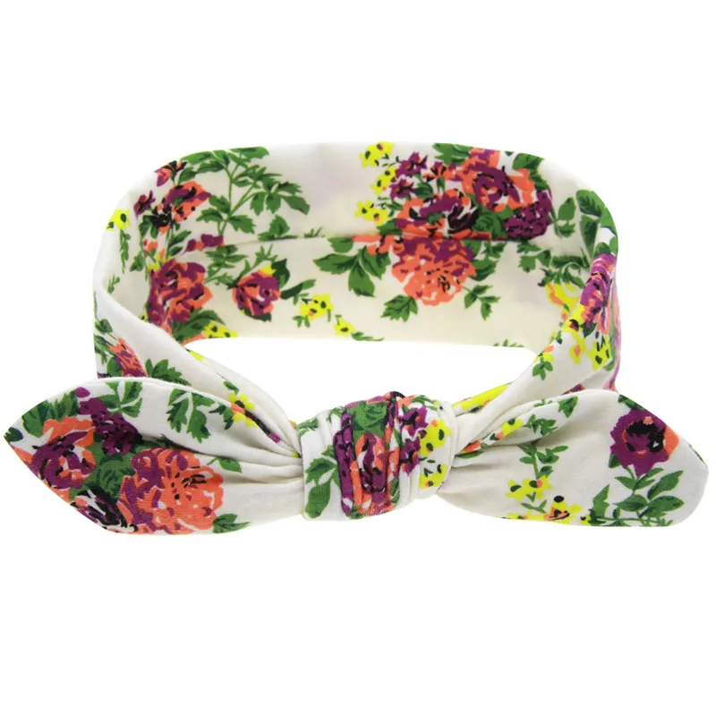 Bandeau de bébé Bandes Bandes Bandes Bande Floral Bandes de cheveux Enfants Bunny Ear Turban Knot Bandeau de coton Neud Noué Élastique Accessoires KHA46