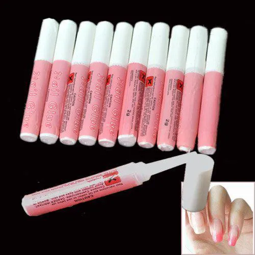 Großhandel 100 teile/los Rosa Nagelkleber 2g Mini Professionelle Beauty Nail art Acrylkleber Dekorieren Tipps Kostenloser Versand