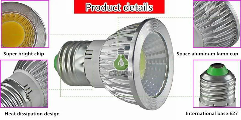 Dimmable GU10 MR16 E27 GU5.3 cob Led Bulb Light 5W Led Spot Bulbs down lights Lamp AC85-265V 12V