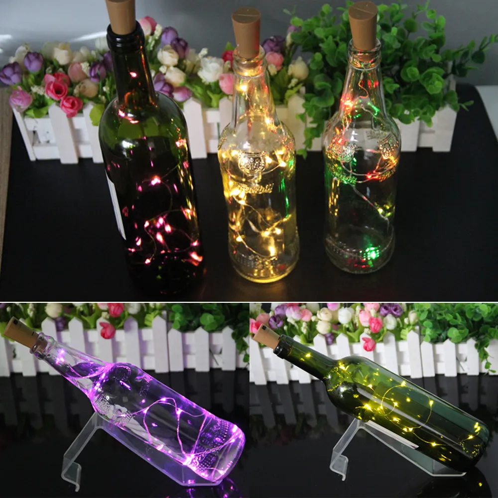 2M 20LED Lampe Kork Geformte Flasche Stopper Licht Glas Wein 1M LED Kupfer Draht Lichterketten Für Weihnachten party Hochzeit Halloween