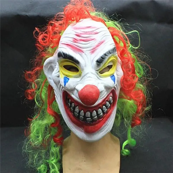 Halloween Scary Party Mask Latex Rolig Clown Wry Ansikte Oktober Spirit Festival Emulsion Terror Masquerade Masker Barn Vuxen 20st