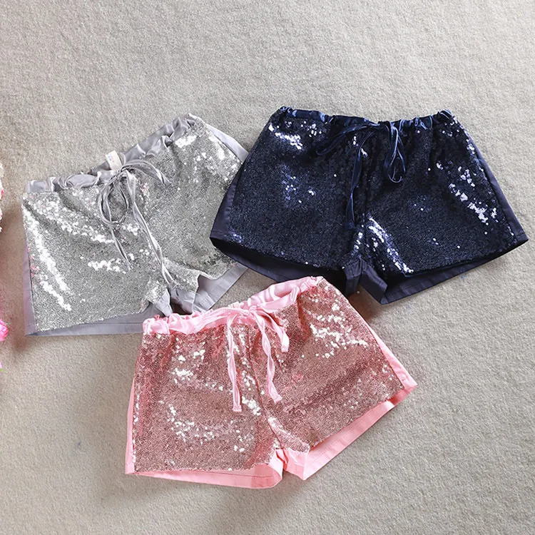 Pantalones cortos para niñas con lentejuelas Bling Pantalones calientes Lentejuelas para bebés pequeños Pantalones cortos