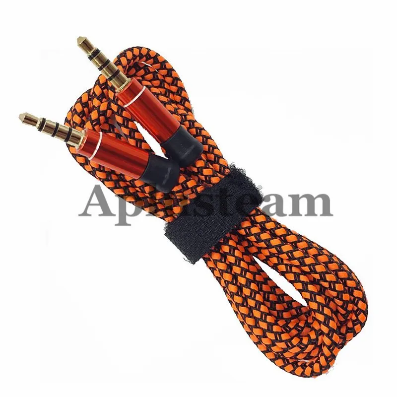 Auxiliaire AUX 1.5M 3M rond ininterrompu tissu métallique Braiede câble Audio Extension 3.5mm mâle stéréo pour téléphone portable MP3 haut-parleur ordinateur