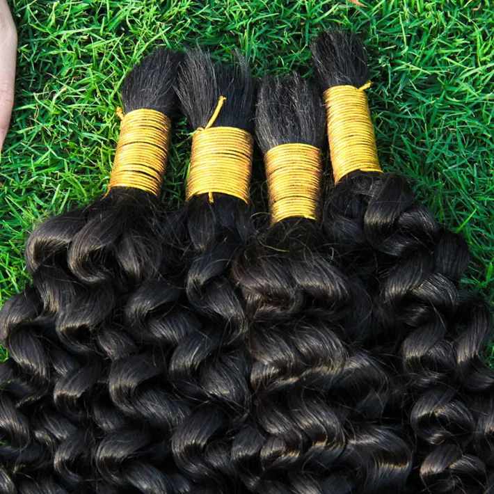 Bonitos rizos de cabello humano Bulk sin procesar extensiones de cabello humano rizado peruano en granel para trenzas sin accesorio3628620