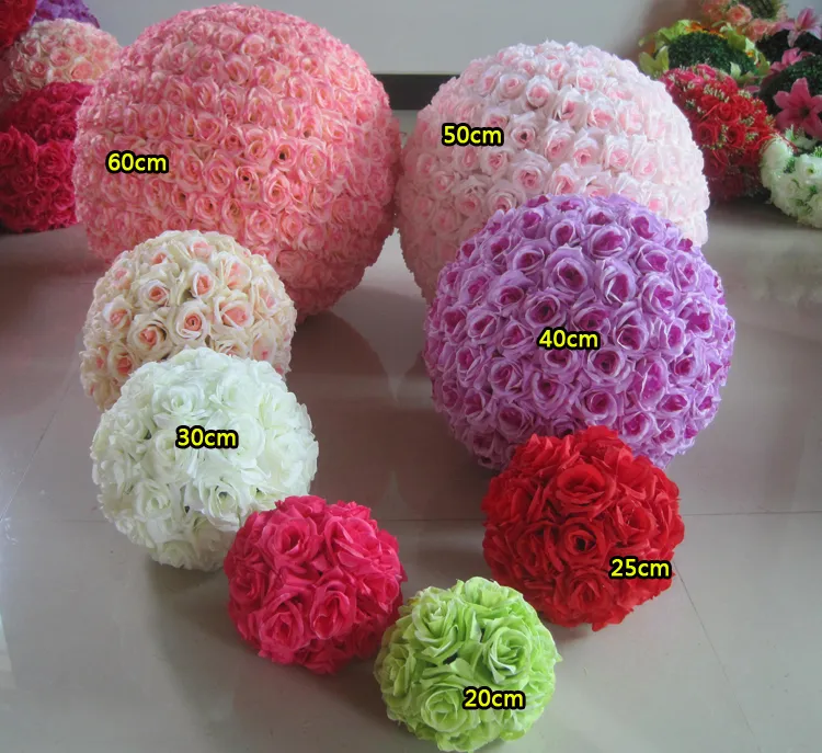 30cm 12inch élégant artificiel rose boule de fleur de soie suspendus boules de baiser pour la décoration de fête de mariage fournitures multicolore en stock