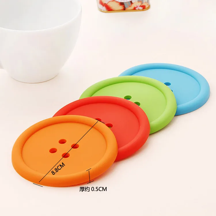 Round Silicone Coasters Button Coasters Cup Mat Home Drink Placemat Tableware Coaster Cups Pads 