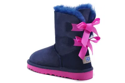Good cheap Kids snowboots Mid-Calf flat sole snowboots 100% wool padded fashion back butterfly knit winter warm boots