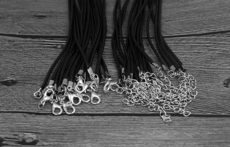 Black Wax Leather Snake Ketting 45cm 60cm Cord String Rope Wire Extender Chain met Karabijn DIY Mode-sieraden component in Bulk